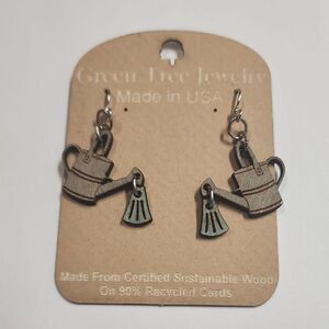 Watering Can Earrings Made From Eco Friendly Wood Made In Usa